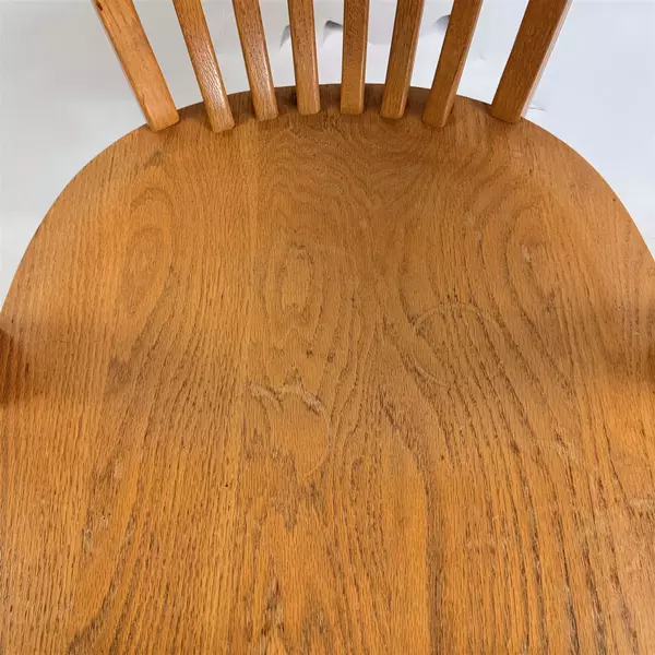 Vintage Solid Wood Bankers Swivel Desk Armchair w/ Replaced Casters