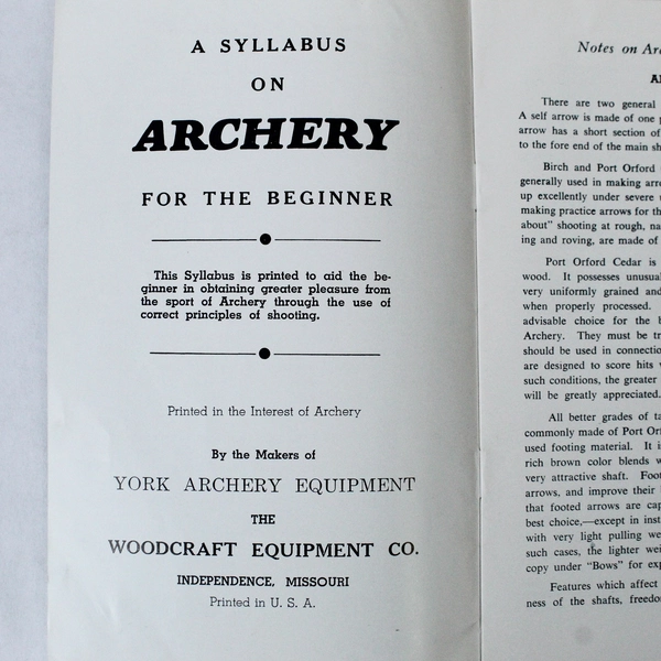 Vintage York Archery Syllabus by Woodcraft Equipment Co. - Pre-owned