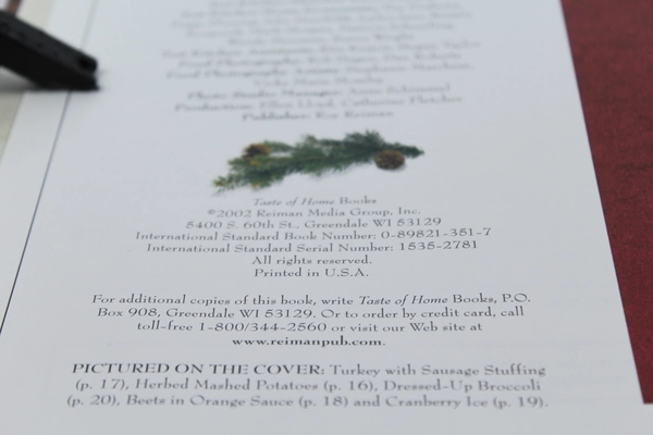 Taste of Home's Holiday & Celebrations Cookbook 2002 Reiman Media Group HC