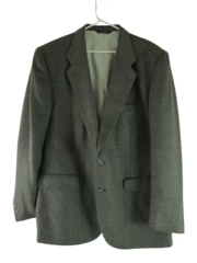 Vintage Haslton Gray Geometric Woven Men's Suit Jacket Size 44R Union Made