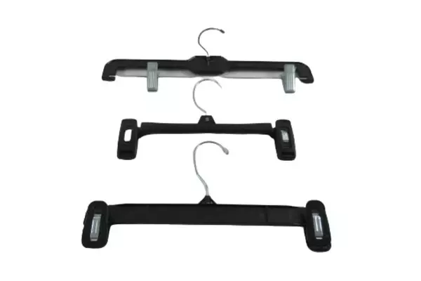 Lot of 10 Retail Pants Hangers Clips Plus Wide Adult Size Black Plastic Metal