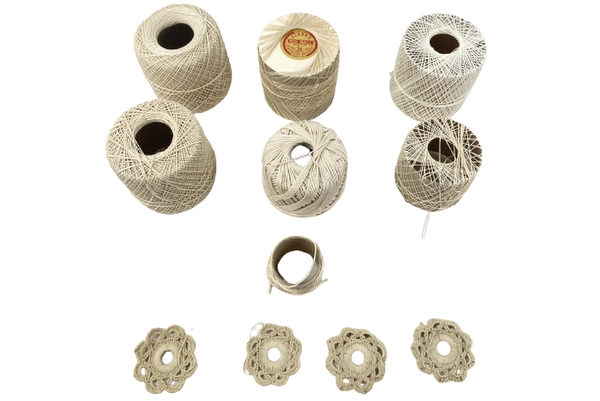 Lot of Crochet Thread White Cream Beige & Unfinished Doilies for Crafting