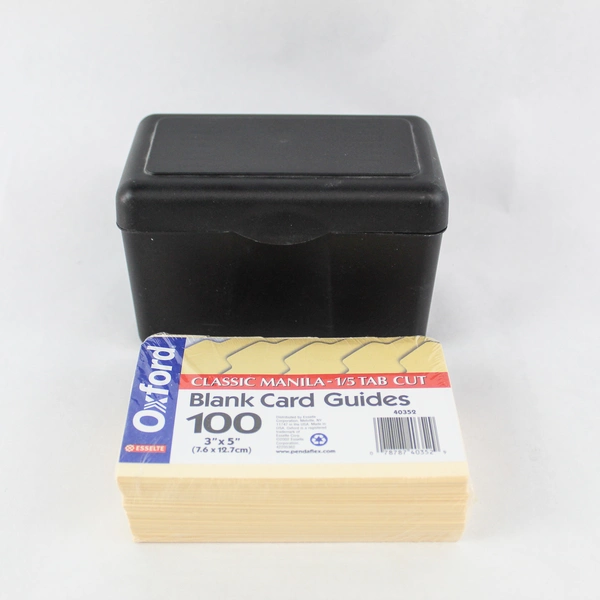 Oxford 100 Manila Cut Blank Card Guides In Black Storage Case Office Supplies