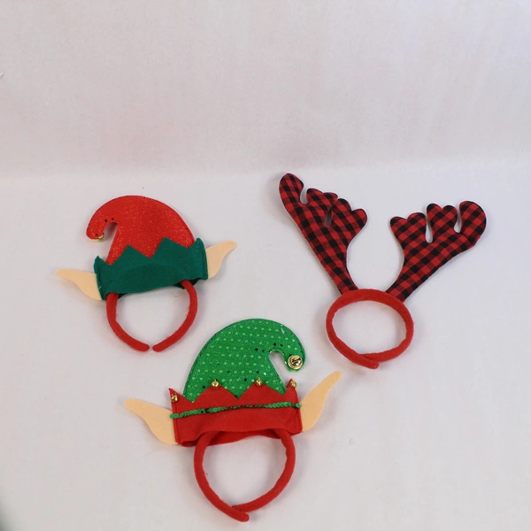 Lot of 3 Christmas Headbands - 2 Elf & 1 Reindeer Costume Accessories