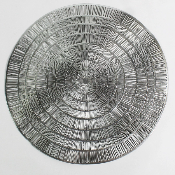 Set Of 8 Unbranded Silver/Black Round Plastic Placemats Decor 16" Diameter