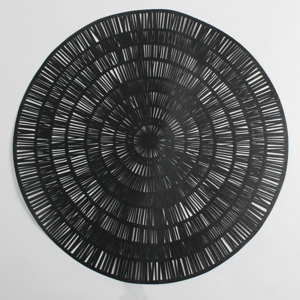 Set Of 8 Unbranded Silver/Black Round Plastic Placemats Decor 16" Diameter