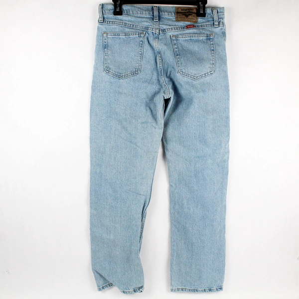 Wrangler Straight Jeans Men's W31 L30, Light Wash Blue Cotton Stretch