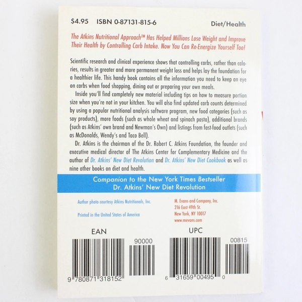 Dr Atkins' New Carbohydrate Gram Counter Robert C Atkins 2002 PB Updated