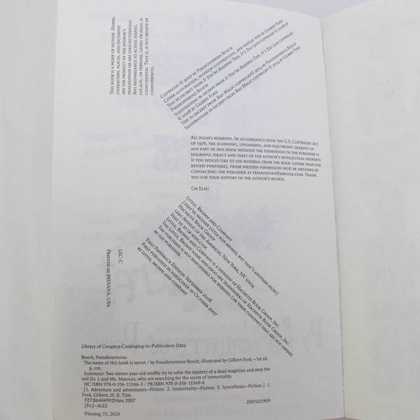 The Name Of The Book Is Secret by Pseudonymous Bosch 2008 Paperback