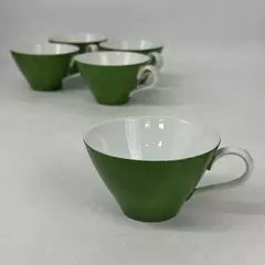 Set Of 5 Noritake Green Coffee Or Tea Cups With White Handles From Japan