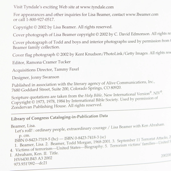 Let's Roll! Ordinary People Extraordinary Courage by Lisa Beamer 2002 HC