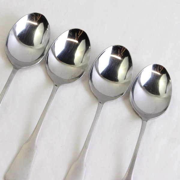 Set of 4 Oneida Plymouth Rock Oval Soup Spoons Stainless Flatware Replacements