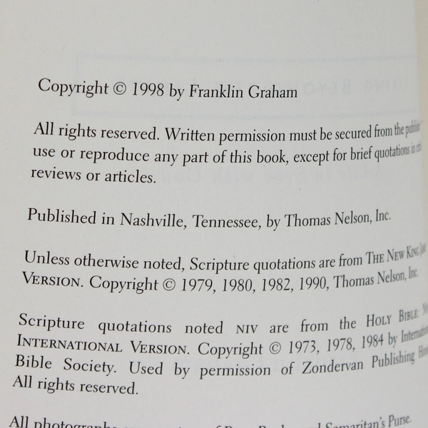 Living Beyond the Limits A Life in Sync With Got Franklin Graham 1998 PB