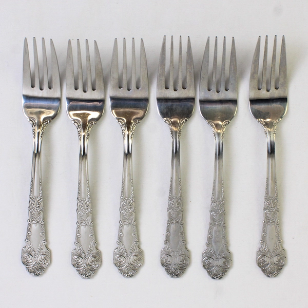 Reed & Barton Vintage Silverware Set of 6 Renaissance Salad Forks 7.25" 18/10