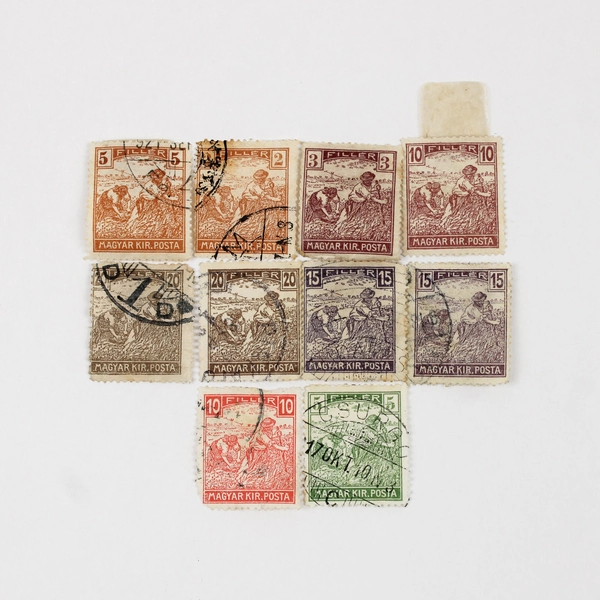 Lot Of 10 Hungary Magyar Kir Posta 2/3/5/10/15/20 Filler Harvester Stamps Used 