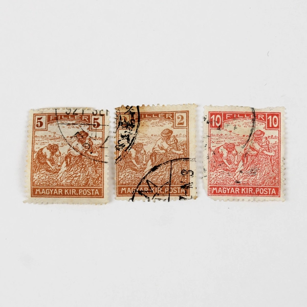Lot Of 10 Hungary Magyar Kir Posta 2/3/5/10/15/20 Filler Harvester Stamps Used 