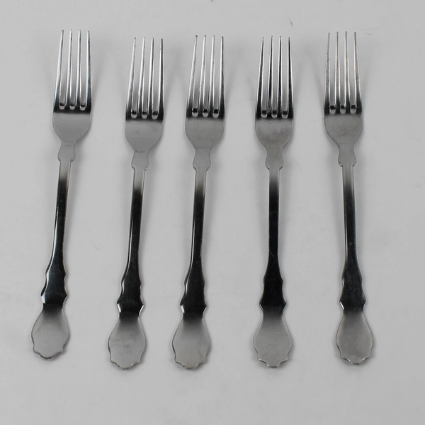 Lot of 5 Ikea Stainless Flatware Dinner Forks Unknown Pattern 8" Hard to Find 