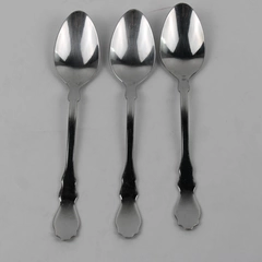 Lot of 3 Ikea Stainless Flatware Oval Shaped Soup Spoons Unknown Pattern HTF 