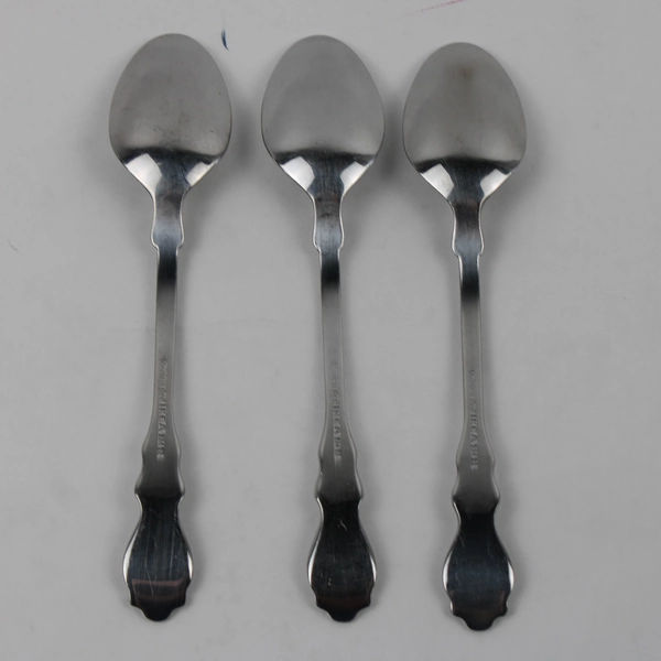 Lot of 3 Ikea Stainless Flatware Oval Shaped Soup Spoons Unknown Pattern HTF 