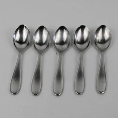 Lot of 5 Ikea 18/10 Stainless Solid Heavy Oval Soup Spoons Unknown Pattern 8"