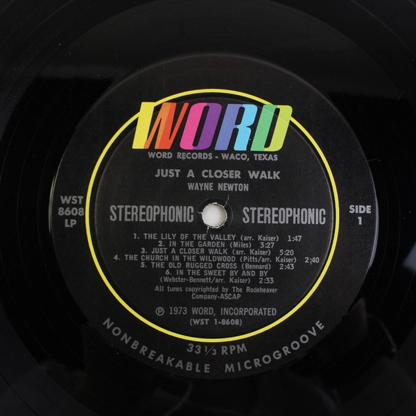 Wayne Newton Just a Closer Walk 12" LP 33 RPM WORD Label Vinyl