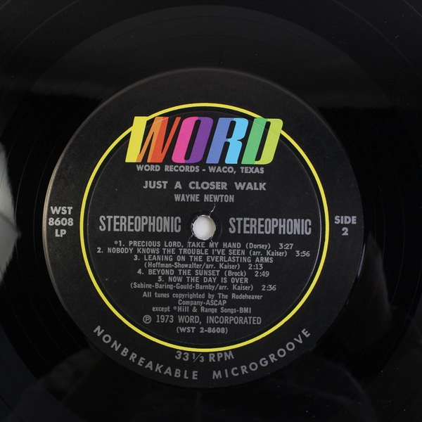 Wayne Newton Just a Closer Walk 12" LP 33 RPM WORD Label Vinyl