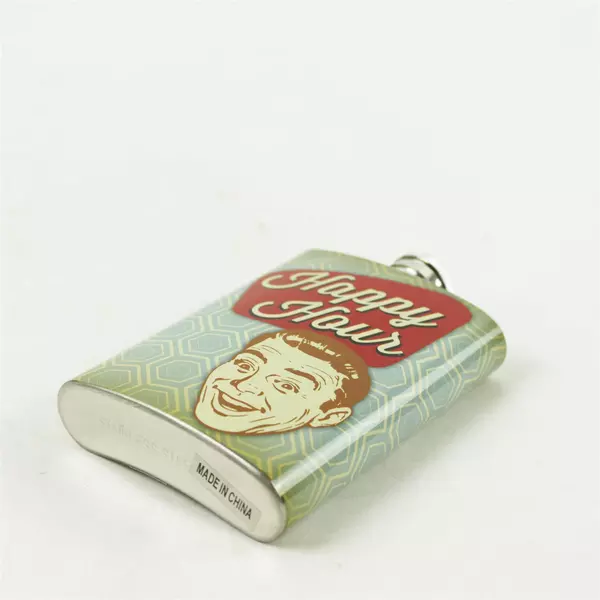 Vintage Wembley "Happy Hour" Stainless Steel 4 oz. Flask 