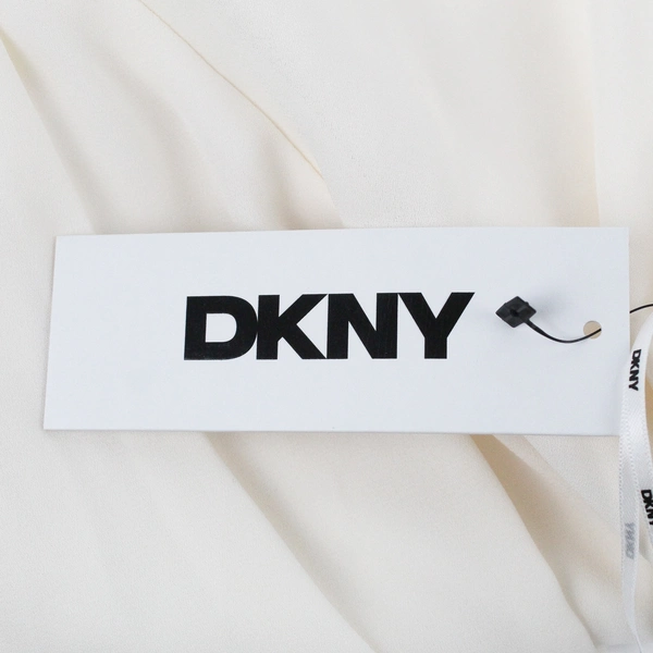 NWT DKNY Women’s 6 Cream Sleeveless Chiffon Draped Mid-Length Dress