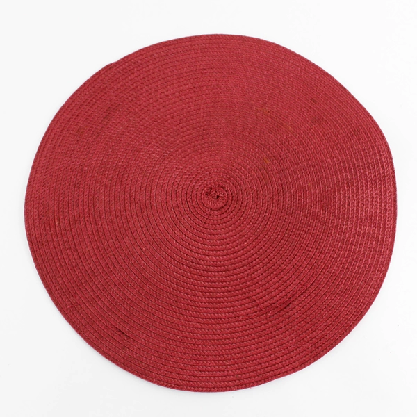 Set of 4 Burgundy Round  Woven  Table Placemats 15 Inches 