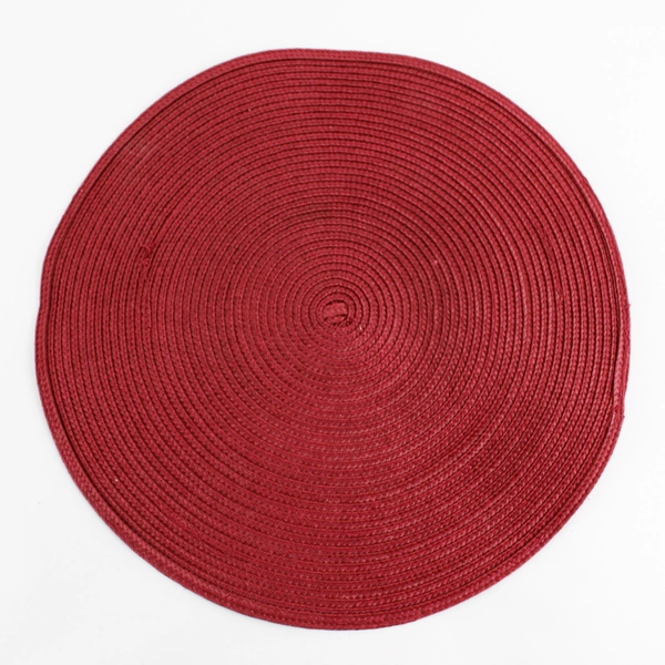 Set of 4 Burgundy Round  Woven  Table Placemats 15 Inches 