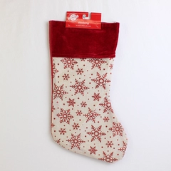 Christmas House Stocking Snowflakes Red & White 16x8.5” New 
