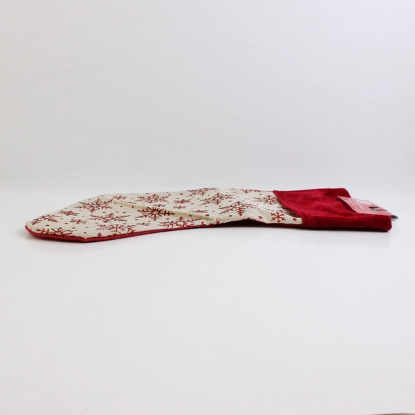 Christmas House Stocking Snowflakes Red & White 16x8.5” New 