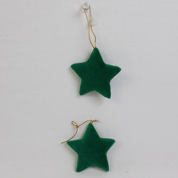 Lot of 6 Indoor/Outdoor Star-Shaped Plastic and Felt 3" Christmas Ornaments
