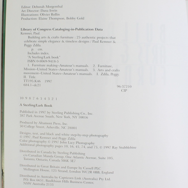 Building Arts & Crafts Furniture: 25 Authentic Projects Book, 1997