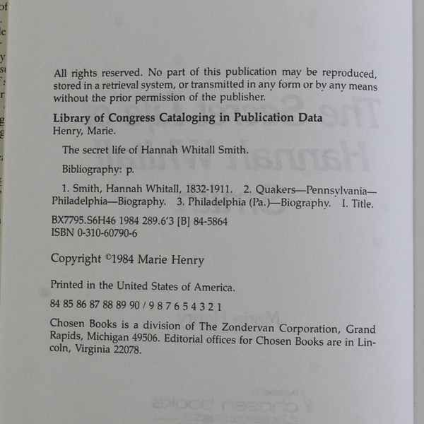 Vintage 1984 The Secret Life Of Hannah Whitall Smith by Marie Henry 1984 HC DJ