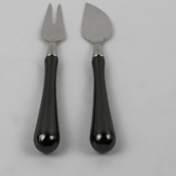 Lot Of 2 Unbranded (Stainless Steel) Cheese Spreader & 2 Pronged Fork Server