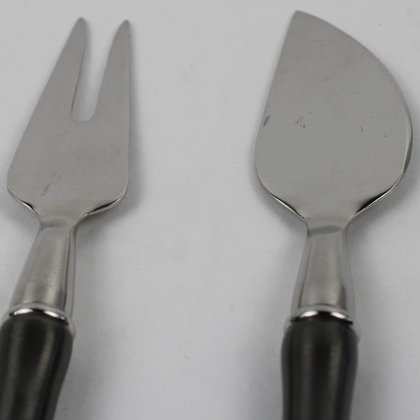 Lot Of 2 Unbranded (Stainless Steel) Cheese Spreader & 2 Pronged Fork Server