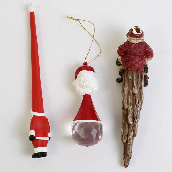 Lot of 3 Whimsical Santa Claus Hanging Ornaments