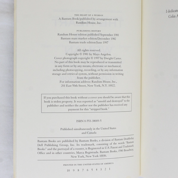 The Heart of a Woman by Maya Angelou An Autobiography 4th Volume 1997 Paperback