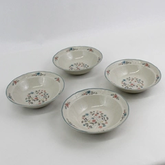  4 Action Industries Country Classics Stoneware Cereal Bowls Geese Flowers 6.75"