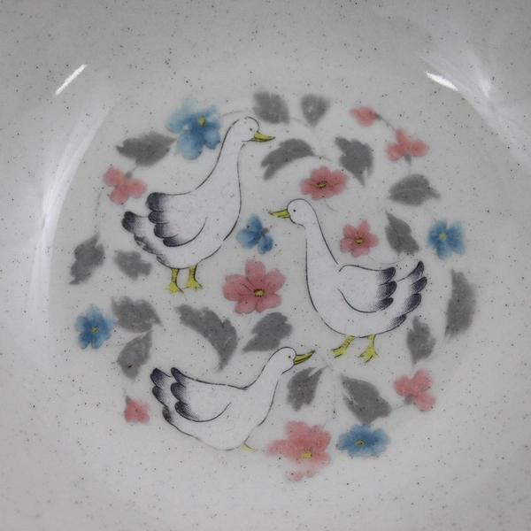  4 Action Industries Country Classics Stoneware Cereal Bowls Geese Flowers 6.75"