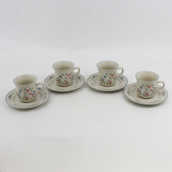 4 Country Classics by Action 1988 Goose Floral Cup & Saucer Sets  Japan