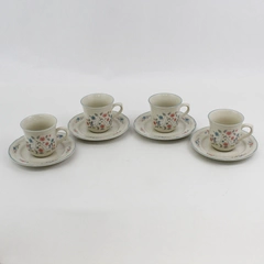 4 Country Classics by Action 1988 Goose Floral Cup & Saucer Sets  Japan