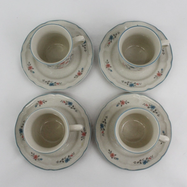 4 Country Classics by Action 1988 Goose Floral Cup & Saucer Sets  Japan