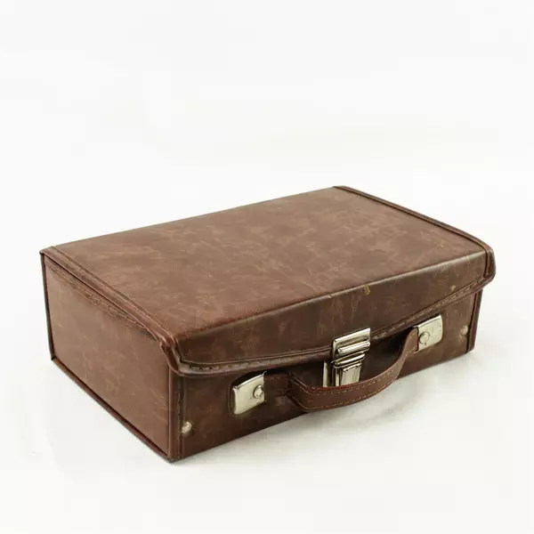 Brown Cassette Tape Storage Case Holds 12 Tapes Organizer