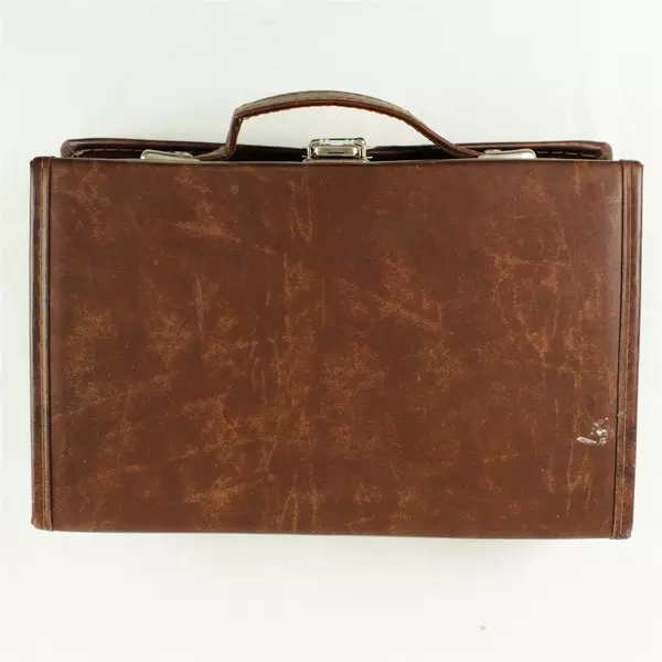 Brown Cassette Tape Storage Case Holds 12 Tapes Organizer