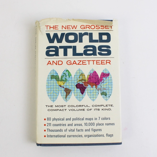The New Grosset World Atlas and Gazetteer 1967 Pocket Size Hardcover DJ