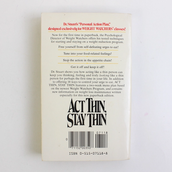 Act Thin Stay Thin by Richard B Stuart 1983 Paperback