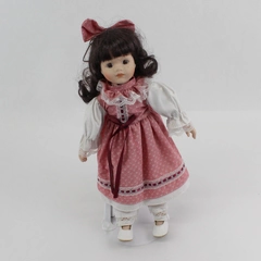 14" Victorian Girl Porcelain Doll with Stand