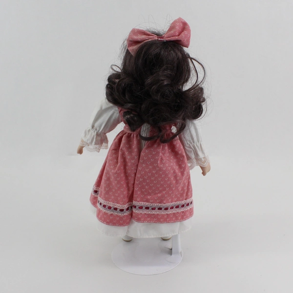 14" Victorian Girl Porcelain Doll with Stand